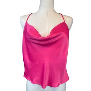 2/$30 ZARA S Hot Satin Pink Satin Draped Backless Halter